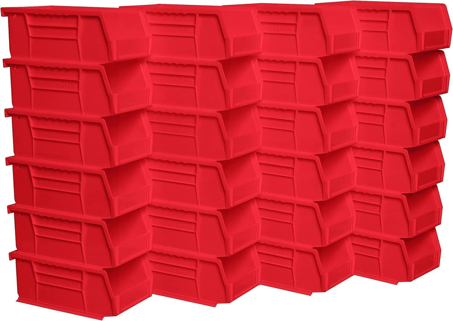 30220 Akrobins Plastic Storage Bins, Space-Saving Stackable Bins for Garage, Pantry, Craft Organization, 7" X 4" X 3", Red, 24-Pack