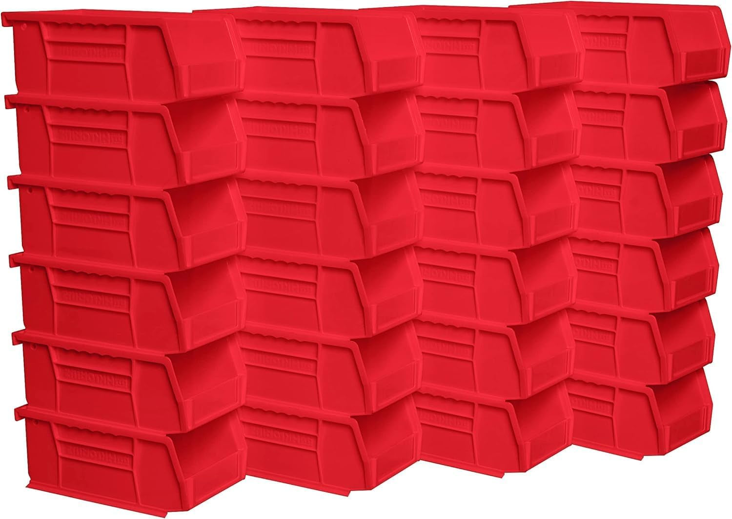 30220 Akrobins Plastic Storage Bins, Space-Saving Stackable Bins for Garage, Pantry, Craft Organization, 7" X 4" X 3", Red, 24-Pack
