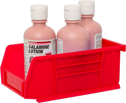 30220 Akrobins Plastic Storage Bins, Space-Saving Stackable Bins for Garage, Pantry, Craft Organization, 7" X 4" X 3", Red, 24-Pack