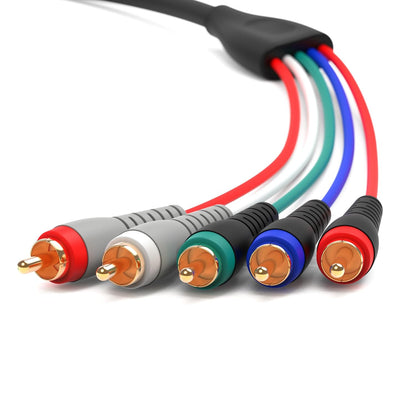 25FT Component Video and Audio Cable (RCA-5) - Supports 1080i, Compatible with DVD Players, VCRs, Camcorders, and Projectors