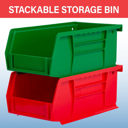 30220 Akrobins Plastic Storage Bins, Space-Saving Stackable Bins for Garage, Pantry, Craft Organization, 7" X 4" X 3", Red, 24-Pack